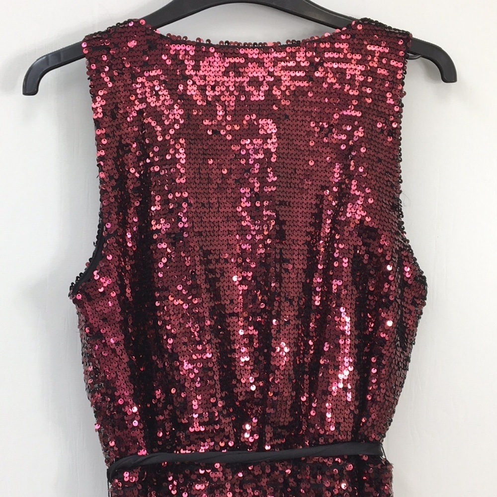 Apt. 9 Sleeveless Burgundy Deep Red Sequins Cowl Scoop Neck Party Dress Size M - Picture 7 of 8